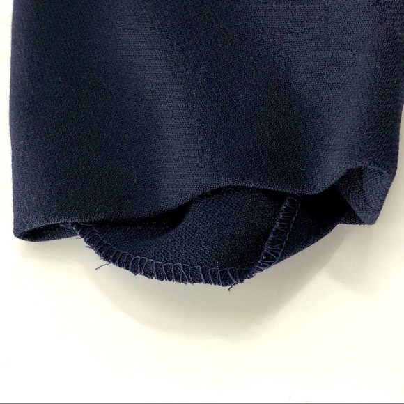 LOUIS FERAUD Navy Blue Midi Dress Short Sleeve Box Pleat Hem Vintage Size 6 - Picture 9 of 9
